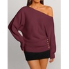 image:imageZESICA Womens Fall Winter Off Shoulder Sweaters Elegant Pullover TopsBurgundy