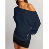 image:imageZESICA Womens Fall Winter Off Shoulder Sweaters Elegant Pullover TopsNavy