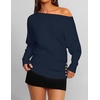 image:imageZESICA Womens Fall Winter Off Shoulder Sweaters Elegant Pullover TopsNavy