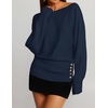 image:imageZESICA Womens Fall Winter Off Shoulder Sweaters Elegant Pullover TopsNavy