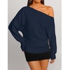 image:imageZESICA Womens Fall Winter Off Shoulder Sweaters Elegant Pullover TopsNavy