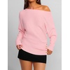 image:imageZESICA Womens Fall Winter Off Shoulder Sweaters Elegant Pullover TopsPink