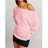 image:imageZESICA Womens Fall Winter Off Shoulder Sweaters Elegant Pullover TopsPink