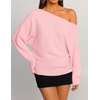 image:imageZESICA Womens Fall Winter Off Shoulder Sweaters Elegant Pullover TopsPink