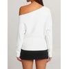 image:imageZESICA Womens Fall Winter Off Shoulder Sweaters Elegant Pullover TopsWhite