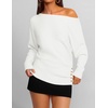 image:imageZESICA Womens Fall Winter Off Shoulder Sweaters Elegant Pullover TopsWhite
