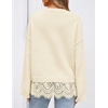 image:imageZESICA Womens Fall Winter Sweaters 2026 Lace Trim Pullover Tops Beige