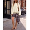 image:imageZESICA Womens Fall Winter Sweaters 2026 Lace Trim Pullover Tops Beige