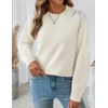image:imageZESICA Womens Fall Wniter Cozy Sweaters Pearls Lace Trim Pullover TopsApricot