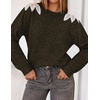 image:imageZESICA Womens Fall Wniter Cozy Sweaters Pearls Lace Trim Pullover TopsArmygreen