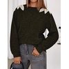 image:imageZESICA Womens Fall Wniter Cozy Sweaters Pearls Lace Trim Pullover TopsArmygreen