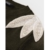 image:imageZESICA Womens Fall Wniter Cozy Sweaters Pearls Lace Trim Pullover TopsArmygreen