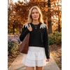 image:imageZESICA Womens Fall Wniter Cozy Sweaters Pearls Lace Trim Pullover TopsBlack