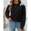 image:imageZESICA Womens Fall Wniter Cozy Sweaters Pearls Lace Trim Pullover TopsBlack