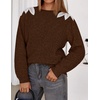 image:imageZESICA Womens Fall Wniter Cozy Sweaters Pearls Lace Trim Pullover TopsCaramel