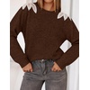 image:imageZESICA Womens Fall Wniter Cozy Sweaters Pearls Lace Trim Pullover TopsCaramel