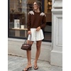 image:imageZESICA Womens Fall Wniter Cozy Sweaters Pearls Lace Trim Pullover TopsCaramel