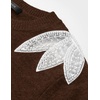 image:imageZESICA Womens Fall Wniter Cozy Sweaters Pearls Lace Trim Pullover TopsCaramel
