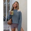 image:imageZESICA Womens Fall Wniter Cozy Sweaters Pearls Lace Trim Pullover TopsDustyblue