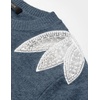 image:imageZESICA Womens Fall Wniter Cozy Sweaters Pearls Lace Trim Pullover TopsDustyblue