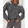 image:imageZESICA Womens Fall Wniter Cozy Sweaters Pearls Lace Trim Pullover TopsGrey