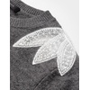 image:imageZESICA Womens Fall Wniter Cozy Sweaters Pearls Lace Trim Pullover TopsGrey