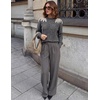 image:imageZESICA Womens Fall Wniter Cozy Sweaters Pearls Lace Trim Pullover TopsGrey