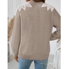 image:imageZESICA Womens Fall Wniter Cozy Sweaters Pearls Lace Trim Pullover TopsKhaki