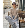 image:imageZESICA Womens Fall Wniter Cozy Sweaters Pearls Lace Trim Pullover TopsKhaki