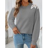 image:imageZESICA Womens Fall Wniter Cozy Sweaters Pearls Lace Trim Pullover TopsLightgray