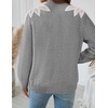 image:imageZESICA Womens Fall Wniter Cozy Sweaters Pearls Lace Trim Pullover TopsLightgray