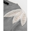 image:imageZESICA Womens Fall Wniter Cozy Sweaters Pearls Lace Trim Pullover TopsLightgray