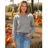 image:imageZESICA Womens Fall Wniter Cozy Sweaters Pearls Lace Trim Pullover TopsLightgray