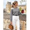image:imageZESICA Womens Fall Wniter Cozy Sweaters Pearls Lace Trim Pullover TopsLightgray