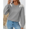 image:imageZESICA Womens Fall Wniter Cozy Sweaters Pearls Lace Trim Pullover TopsLightgray