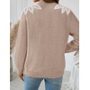 image:imageZESICA Womens Fall Wniter Cozy Sweaters Pearls Lace Trim Pullover TopsOatmeal