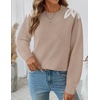 image:imageZESICA Womens Fall Wniter Cozy Sweaters Pearls Lace Trim Pullover TopsOatmeal