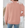 image:imageZESICA Womens Fall Wniter Cozy Sweaters Pearls Lace Trim Pullover TopsPink