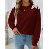 image:imageZESICA Womens Fall Wniter Cozy Sweaters Pearls Lace Trim Pullover TopsWine
