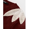 image:imageZESICA Womens Fall Wniter Cozy Sweaters Pearls Lace Trim Pullover TopsWine