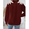 image:imageZESICA Womens Fall Wniter Cozy Sweaters Pearls Lace Trim Pullover TopsWine