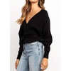 image:imageZESICA Womens Fall Wrap V Neck Belted Ruffle Sweater TopBlack