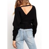 image:imageZESICA Womens Fall Wrap V Neck Belted Ruffle Sweater TopBlack