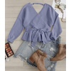 image:imageZESICA Womens Fall Wrap V Neck Belted Ruffle Sweater TopBlue
