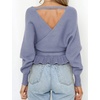 image:imageZESICA Womens Fall Wrap V Neck Belted Ruffle Sweater TopBlue