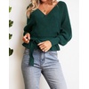 image:imageZESICA Womens Fall Wrap V Neck Belted Ruffle Sweater TopGreen