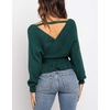 image:imageZESICA Womens Fall Wrap V Neck Belted Ruffle Sweater TopGreen