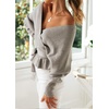 image:imageZESICA Womens Fall Wrap V Neck Belted Ruffle Sweater TopGrey