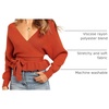 image:imageZESICA Womens Fall Wrap V Neck Belted Ruffle Sweater TopOrange