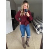 image:imageZESICA Womens Fall Wrap V Neck Belted Ruffle Sweater TopWine